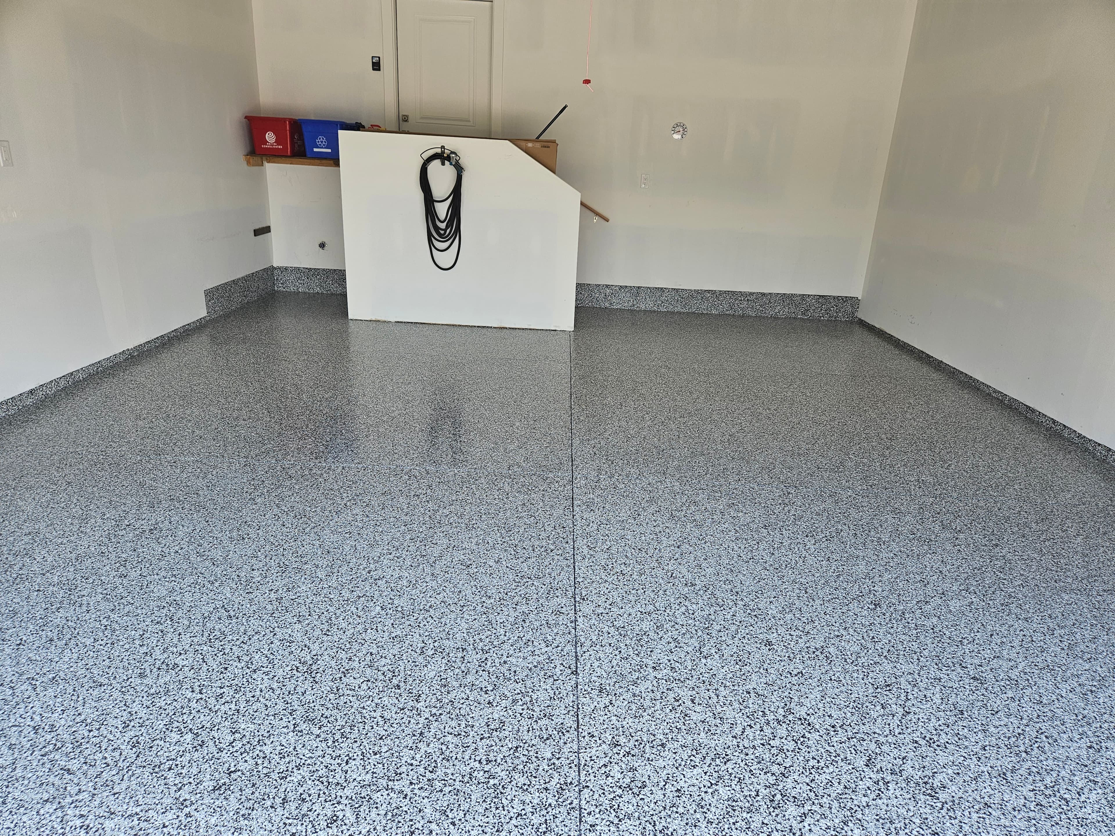 Premium garage floor coating with decorative flake finish in Windsor Ontario by Preferred Coating Solutions